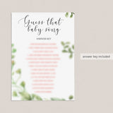 Printable guess the song baby shower game instant download by LittleSizzle