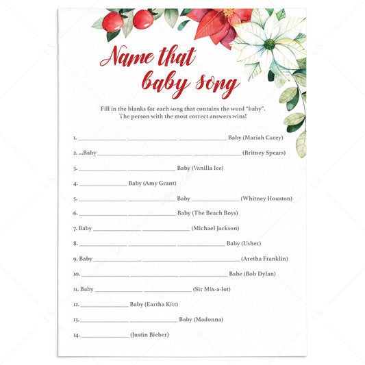 Name That Song Christmas Baby Shower Game Printable by LittleSizzle