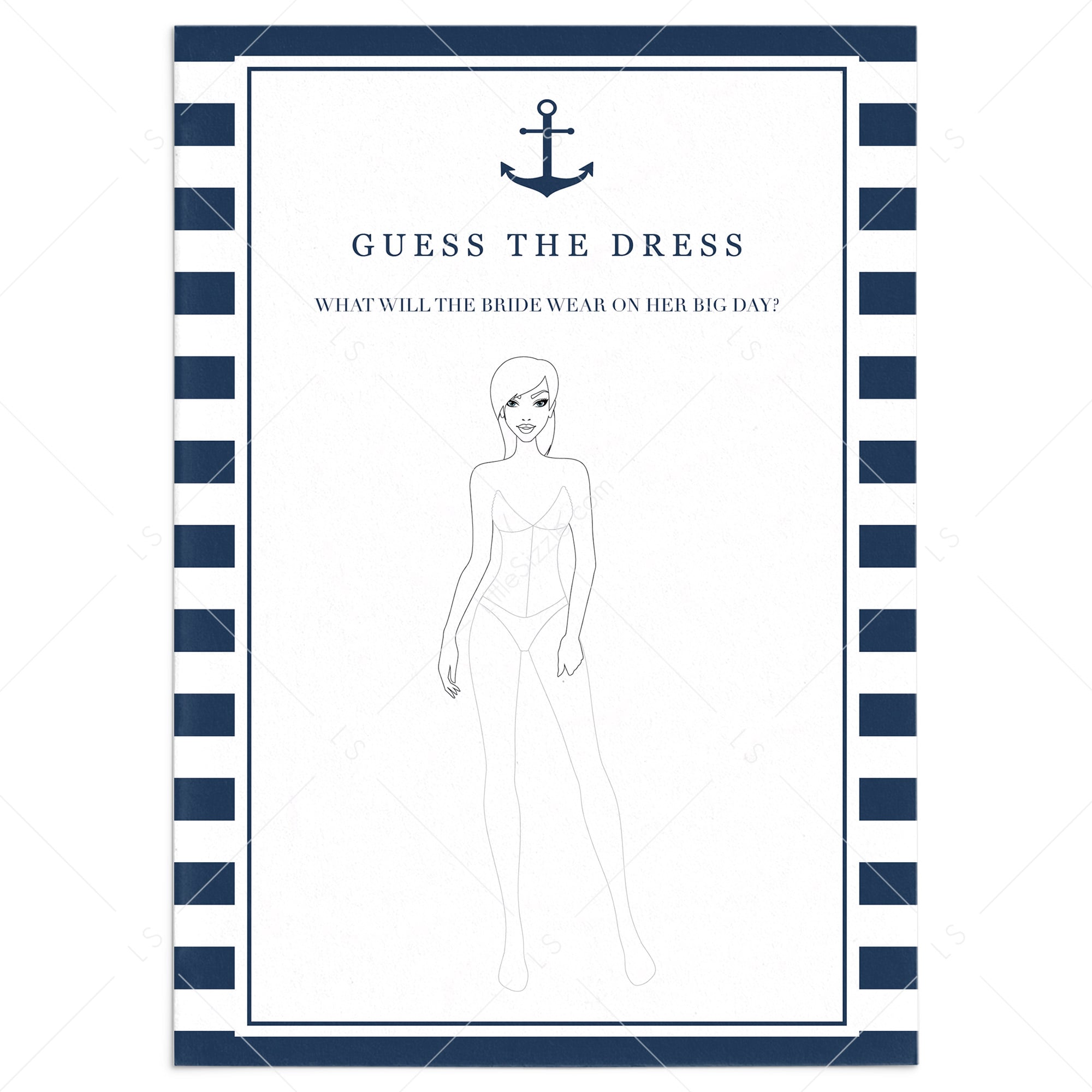 guess the wedding dress bridal shower games cards by LittleSizzle