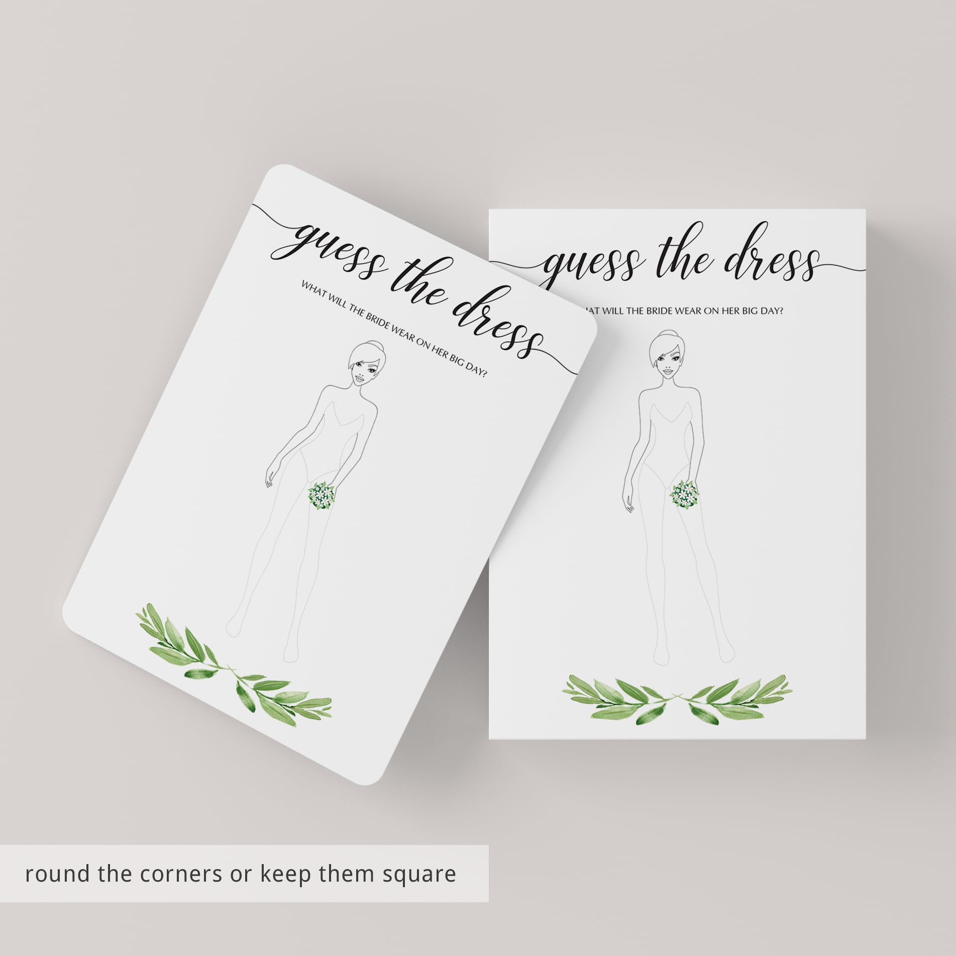 guess the wedding dress game cards