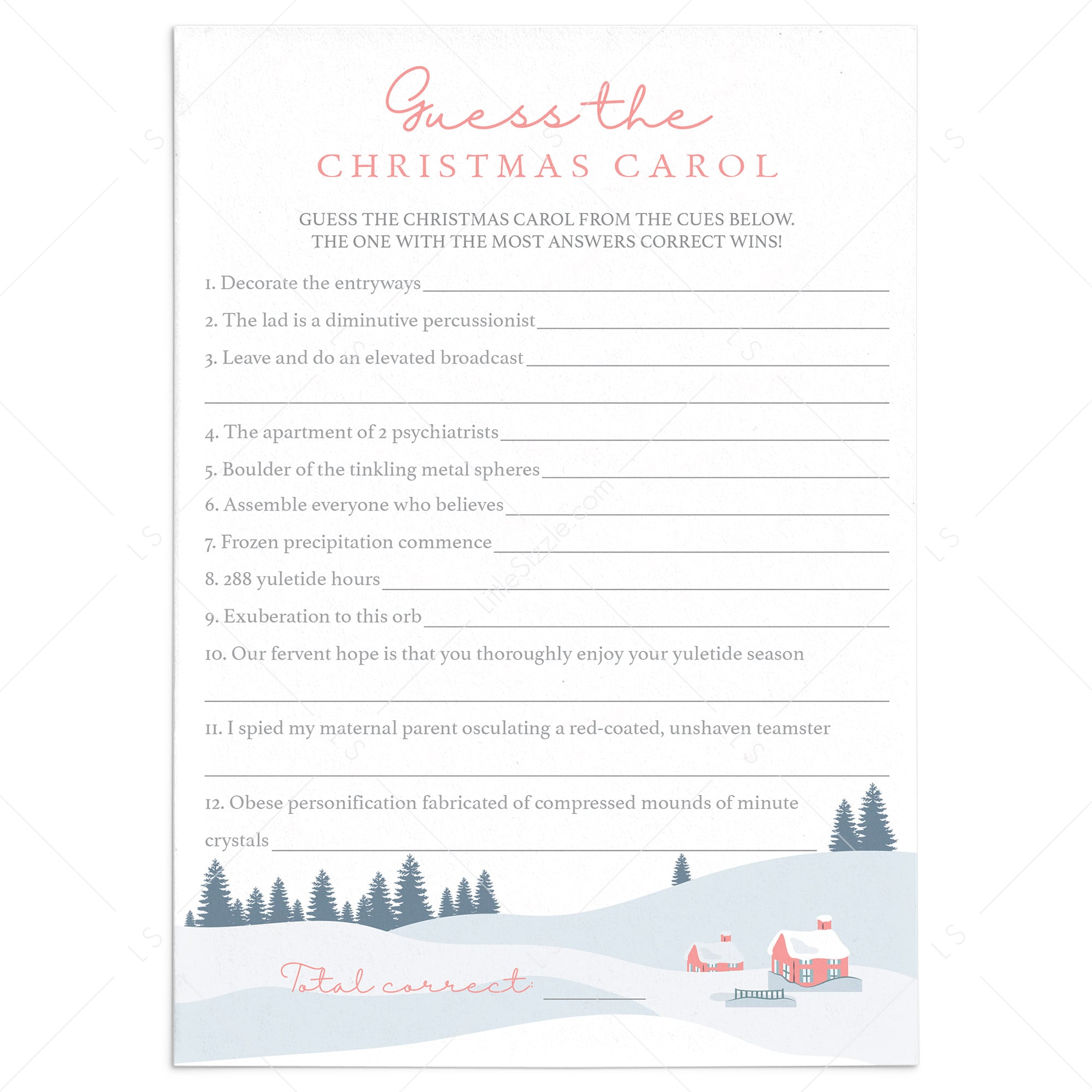Christmas Song Guessing Game Instant Download by LittleSizzle