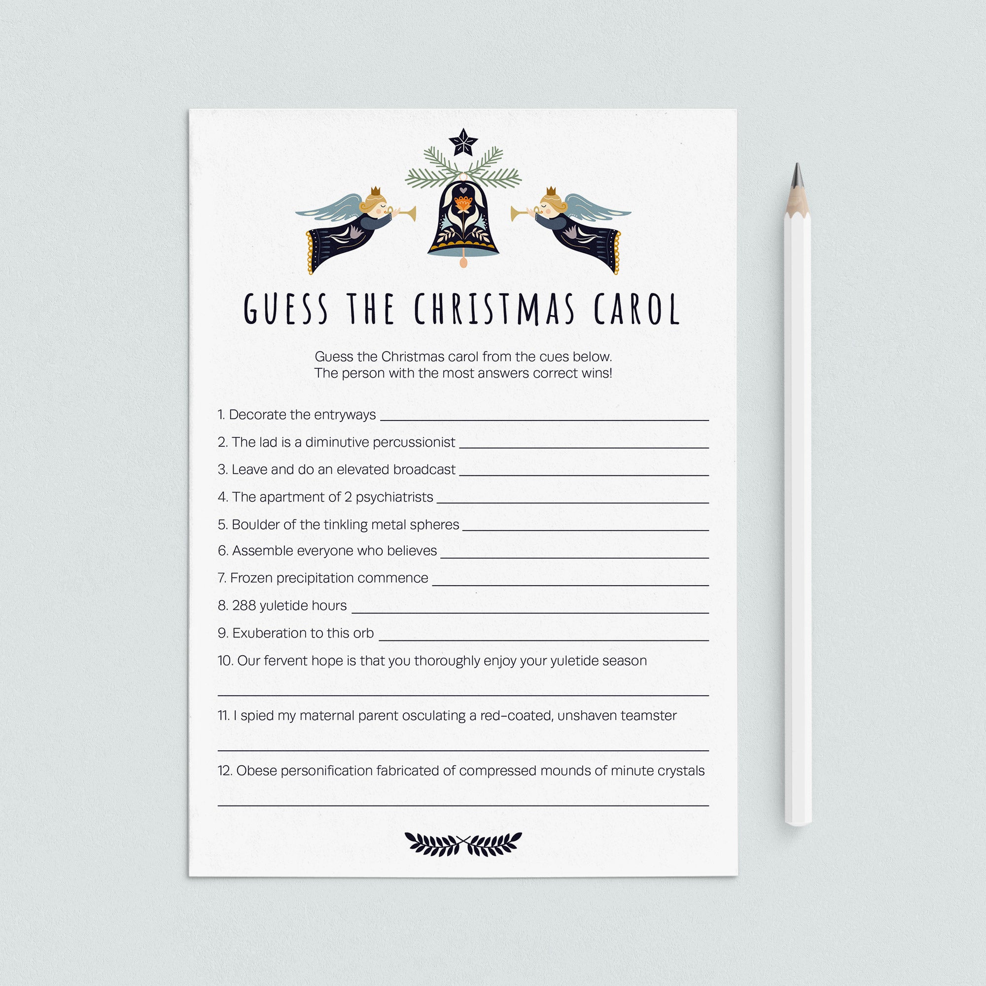 Guess The Christmas Songs Game with Answer Key Printable by LittleSizzle