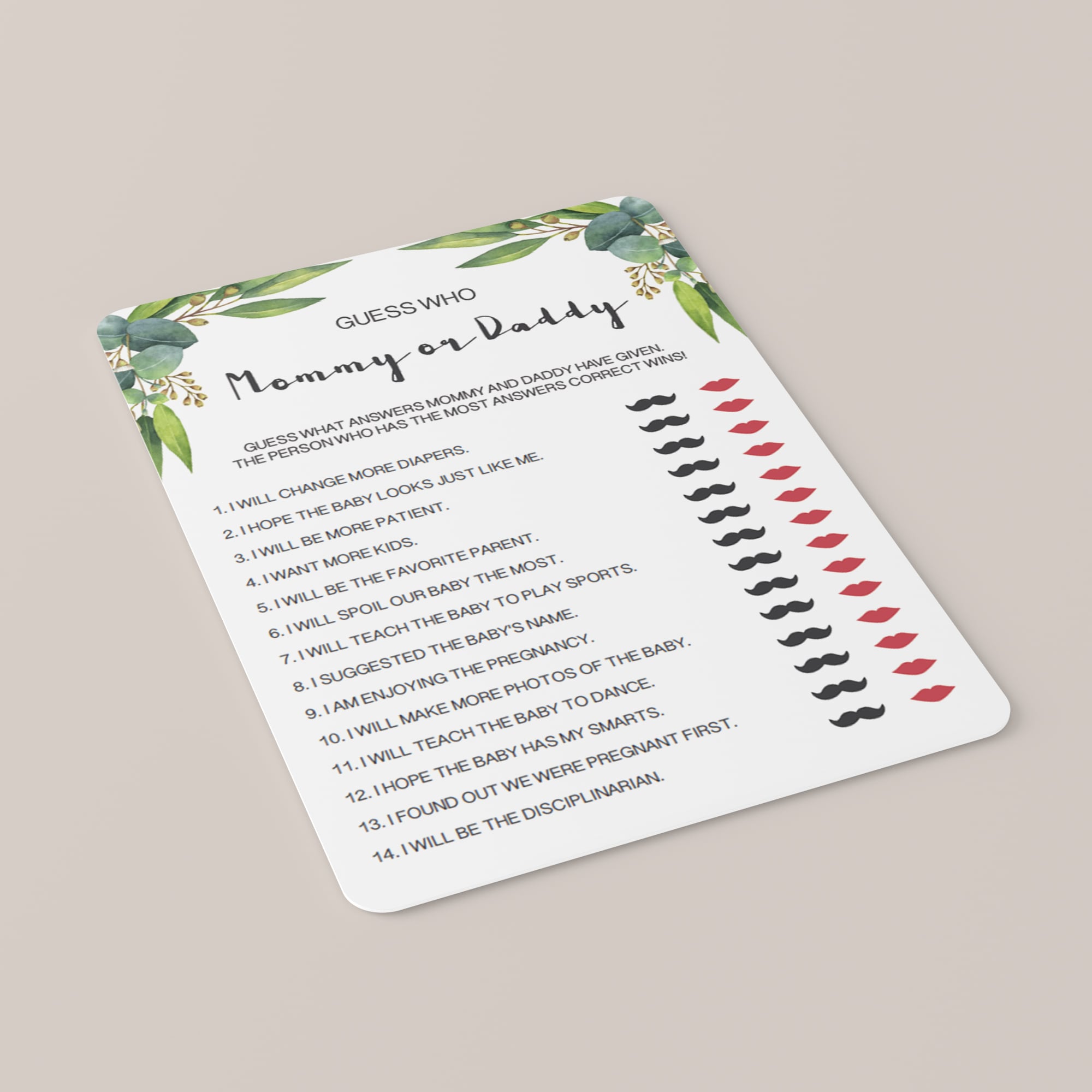 Eucalyptus baby shower games download by LittleSizzle