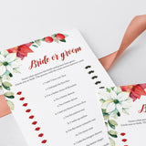 Guess Who Bride or Groom Quiz Template With Poinsettia Flowers