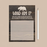 Woodland baby shower Who am I game printable by LittleSizzle