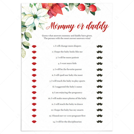 Christmas Baby Shower Game Template Mommy or Daddy by LittleSizzle