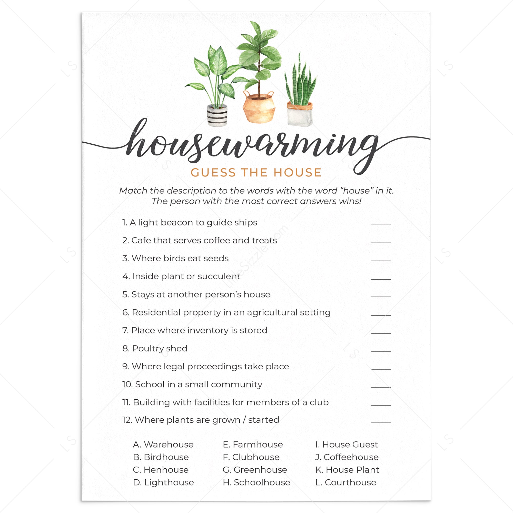 Fun Housewarming Party Game Guess The House by LittleSizzle