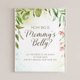 Printable guess the bump size sign with watercolor leaves and florals by LittleSizzle