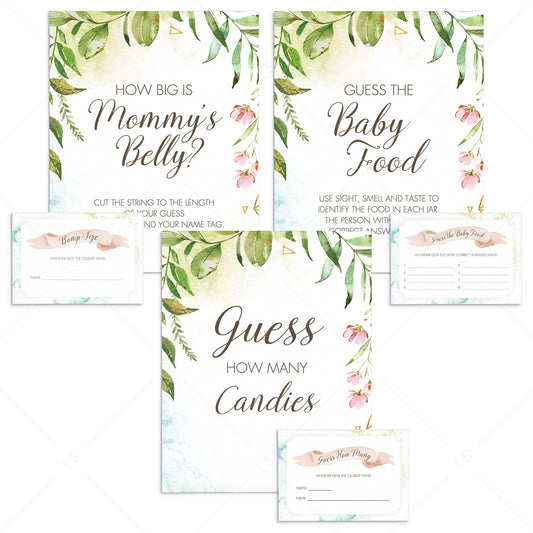 Greenery watercolor leaves on baby shower decor by LittleSizzle
