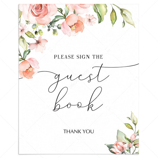 Printable floral guest book sign by LittleSizzle