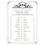 Adult Halloween Party Game This or That Printable by LittleSizzle