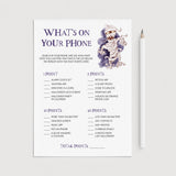 Adult Halloween Party Game What's On Your Phone Instant Download by LittleSizzle