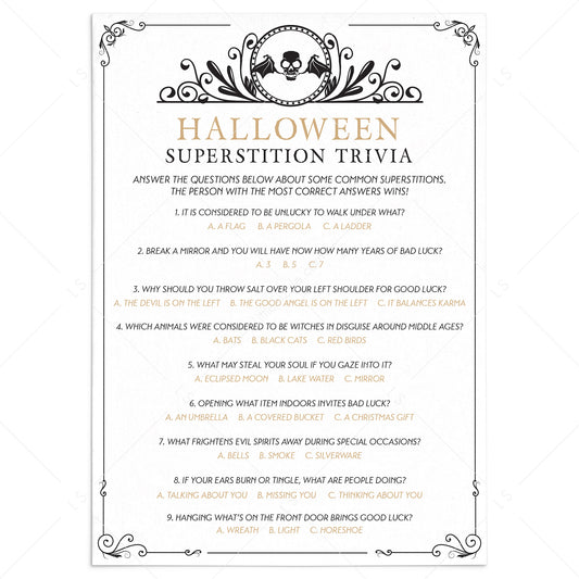 Black Skull Halloween Superstitions Quiz with Answers by LittleSizzle