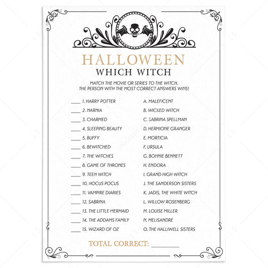 Which Witch Halloween Party Game Printable by LittleSizzle