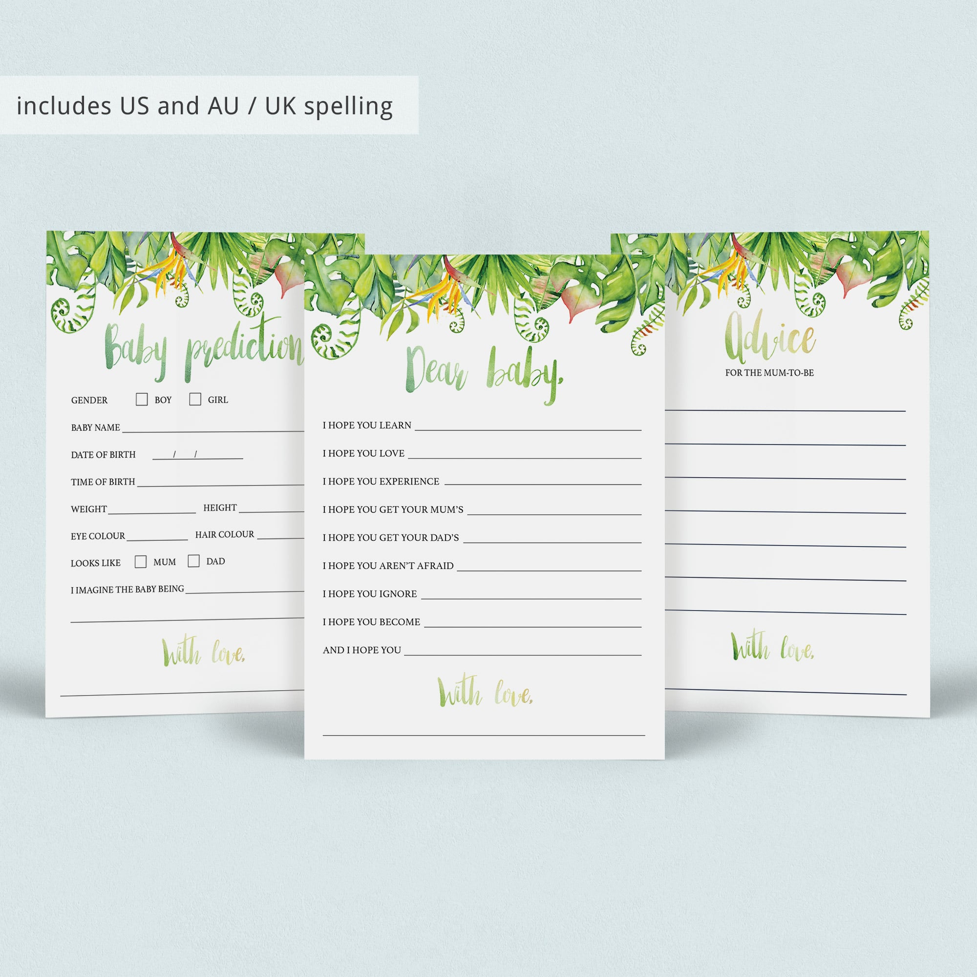 DIY shower games tropical green leaves by LittleSizzle