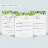 Tropical Themed Baby Shower Games Pack Printable