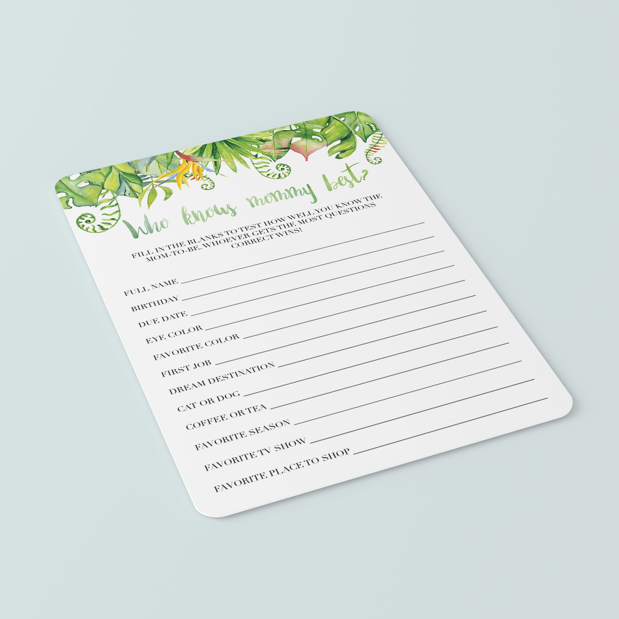 Water color baby party game download PDF by LittleSizzle