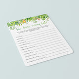 Hawaiian Baby Party Game Printable Who Knows Mommy Best