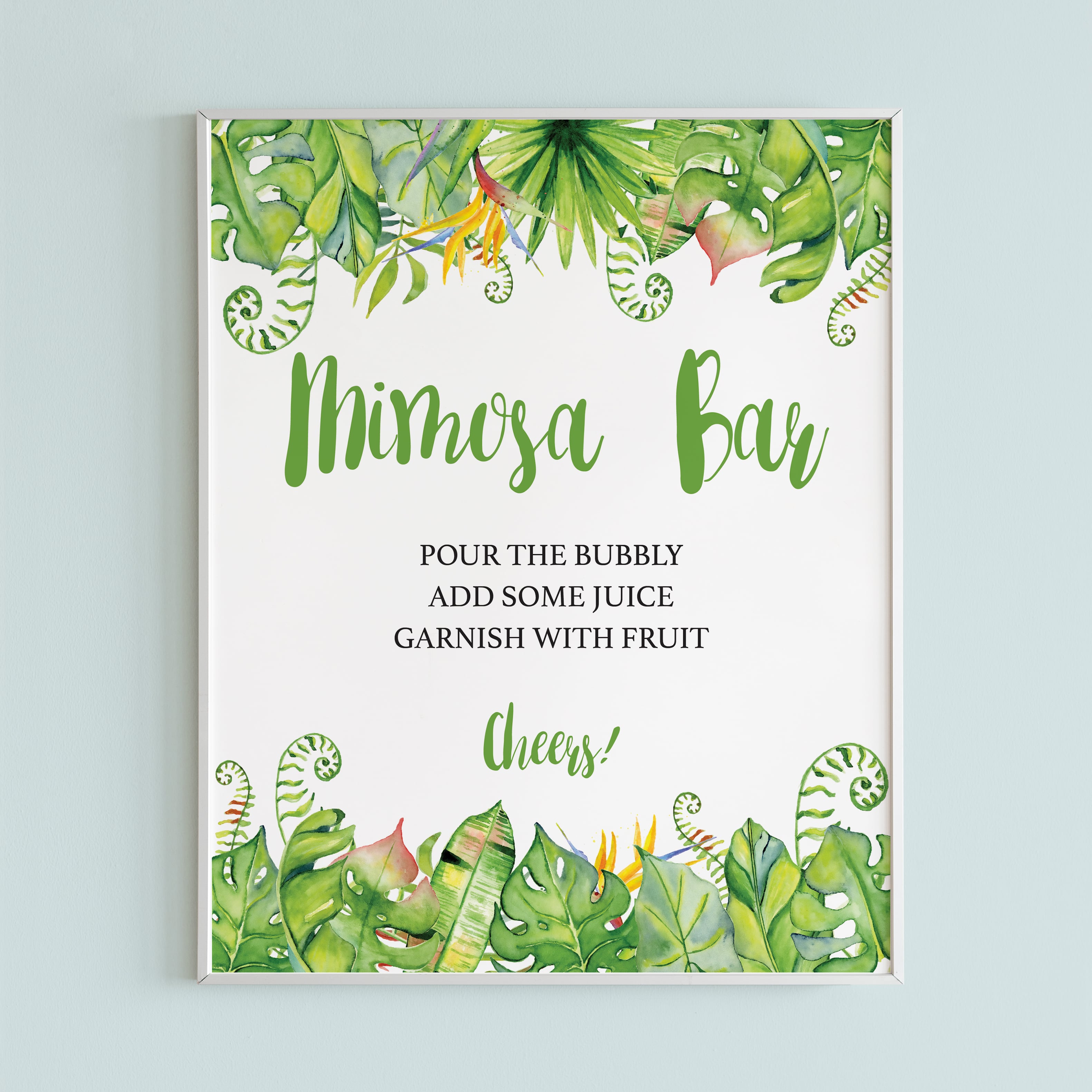 Hawaii themed shower decor printable mimosa bar by LittleSizzle