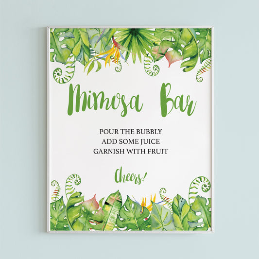 Hawaii themed shower decor printable mimosa bar by LittleSizzle
