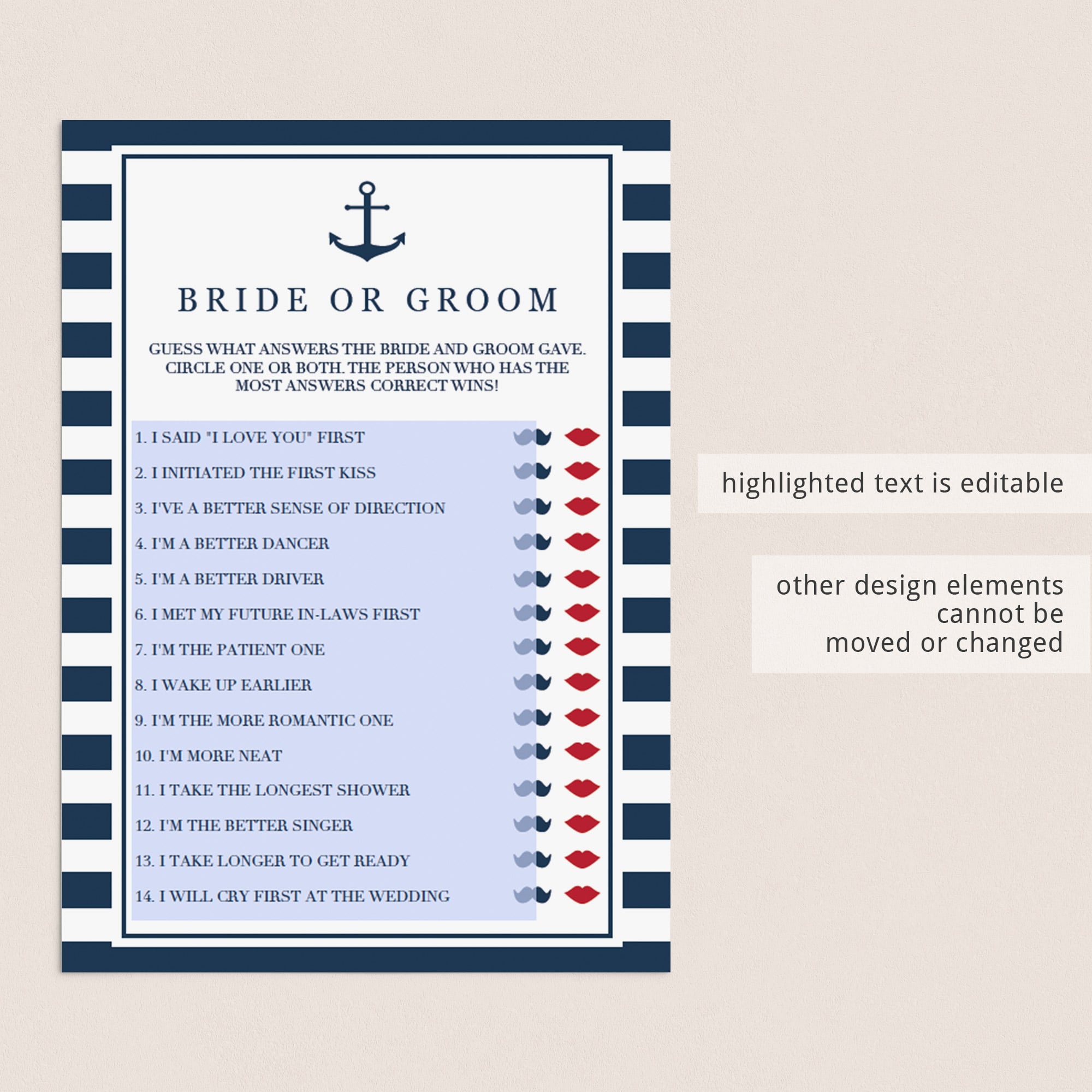 beach bridalshower games templates