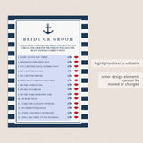 Nautical Bridal Shower Bundle Complete Instant Download