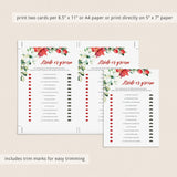 Guess Who Bride or Groom Quiz Template With Poinsettia Flowers