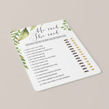 bride or groom game for bridal shower greenery themed