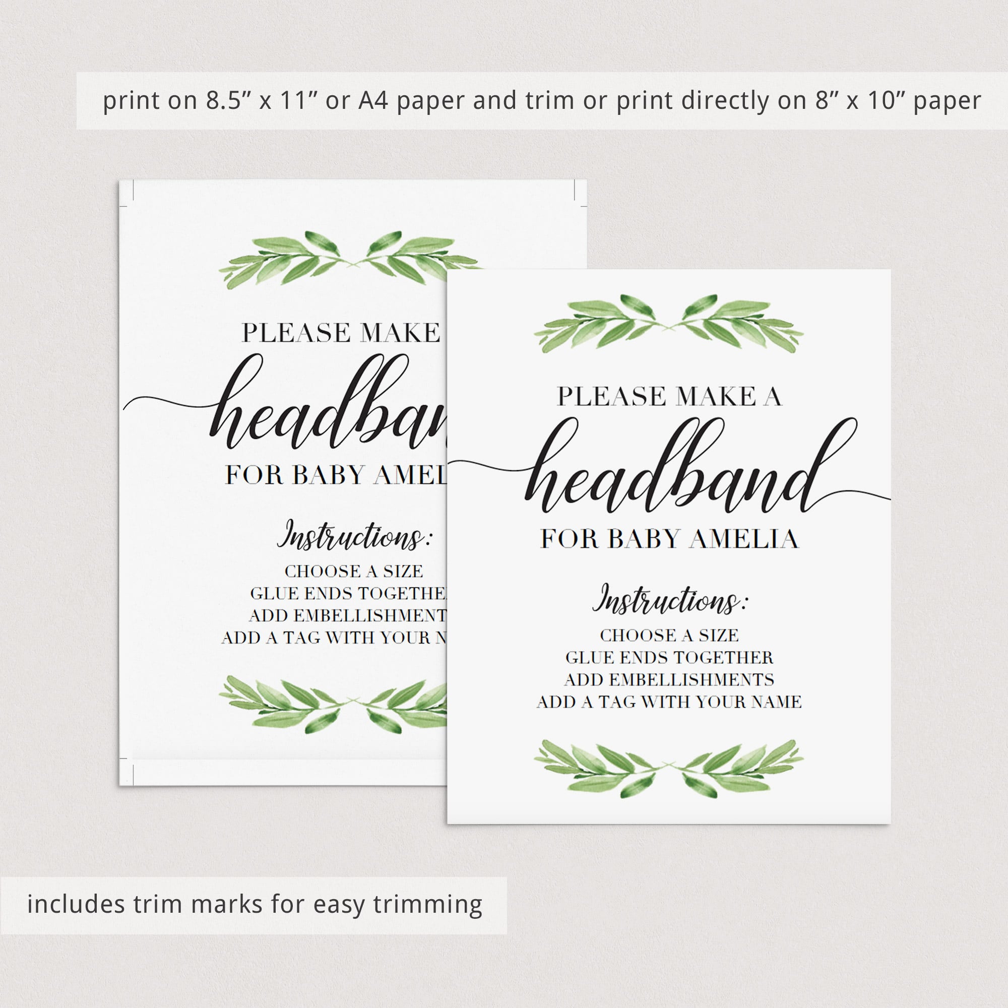 Girl baby shower activity printable instructions for headband station by LittleSizzle