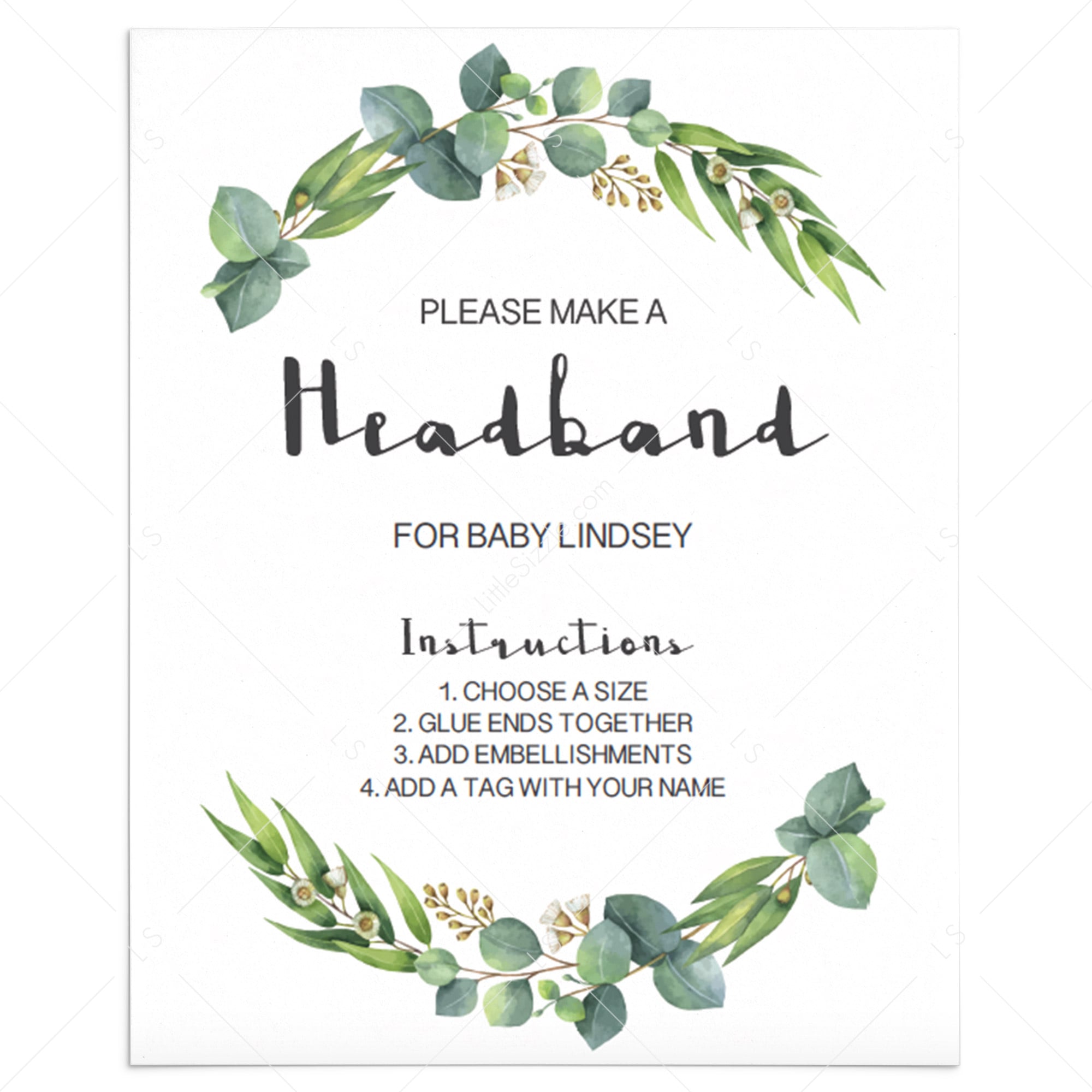 Make a headband for baby sign printable green wreath by LittleSizzle