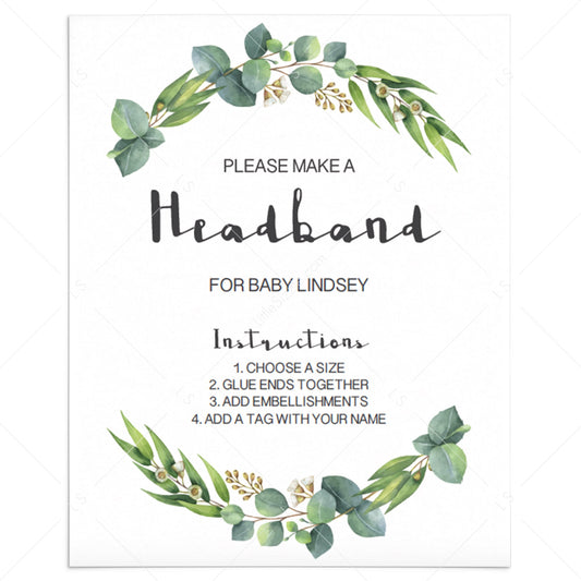 Make a headband for baby sign printable green wreath by LittleSizzle