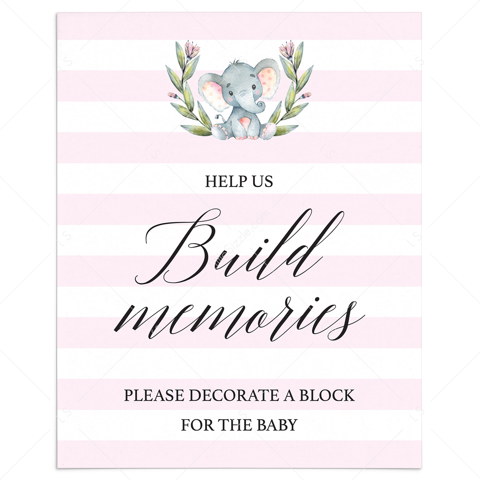 Please sign a block for girl baby shower printable game by LittleSizzle