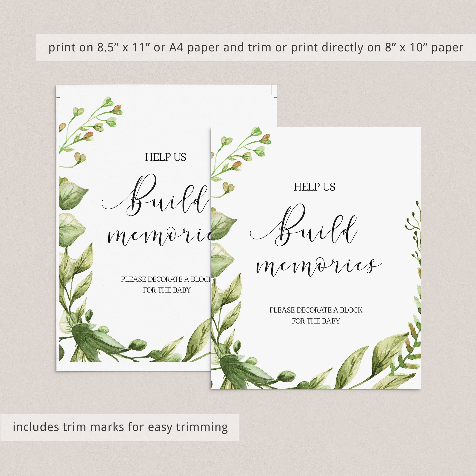 Instant download greenery decorations for baby shower party gender neutral by LittleSizzle