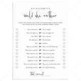 Bachelorette Would She Rather Game Printable by LittleSizzle