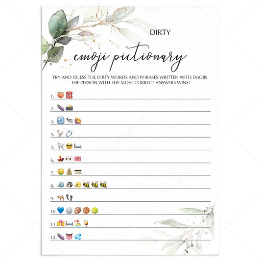 Bachelorette Party Emoji Pictionary Game Printable by LittleSizzle