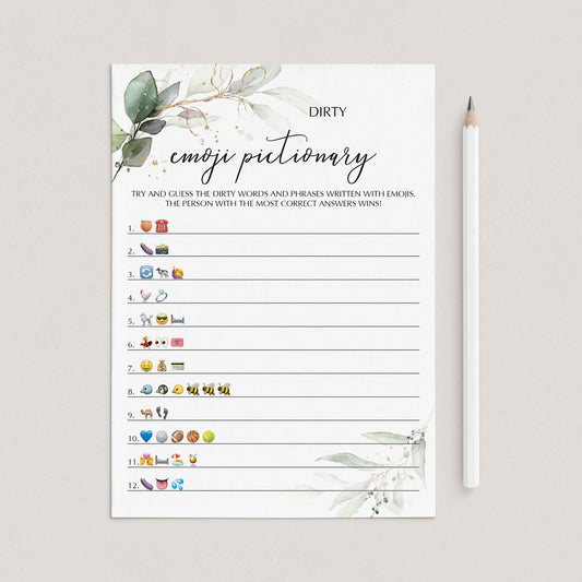 Bachelorette Party Emoji Pictionary Game Printable by LittleSizzle