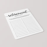 Minimal Calligraphy Retirement Party Game Hobby Race Printable