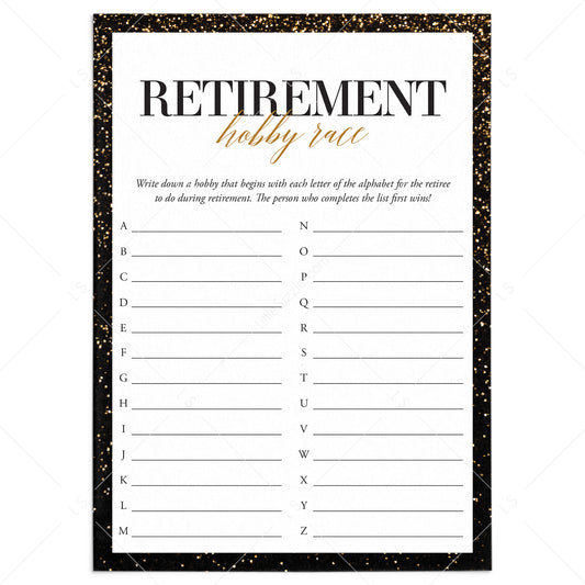 Retirement Party Game Hobby A-Z Printable by LittleSizzle