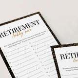 Retirement Party Game Hobby A-Z Printable