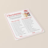 Christmas Naughty or Nice List for Adults Printable