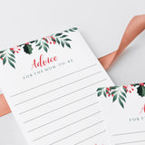 Christmas Baby Shower Advice Cards Printable