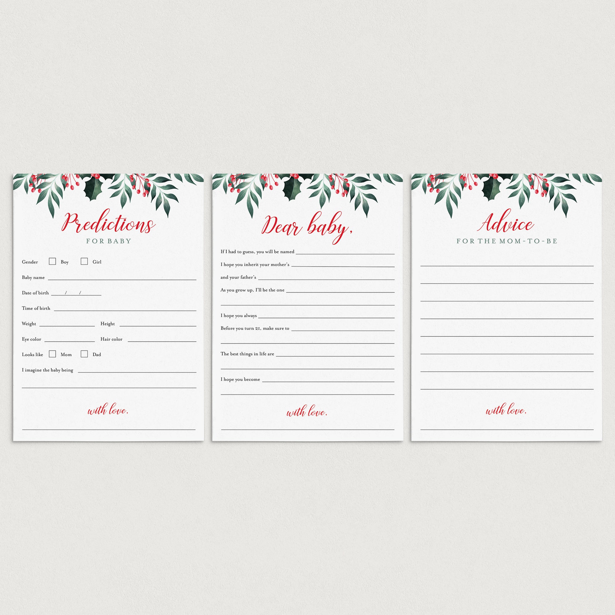 Christmas Theme Baby Shower Games Bundle Printable by LittleSizzle