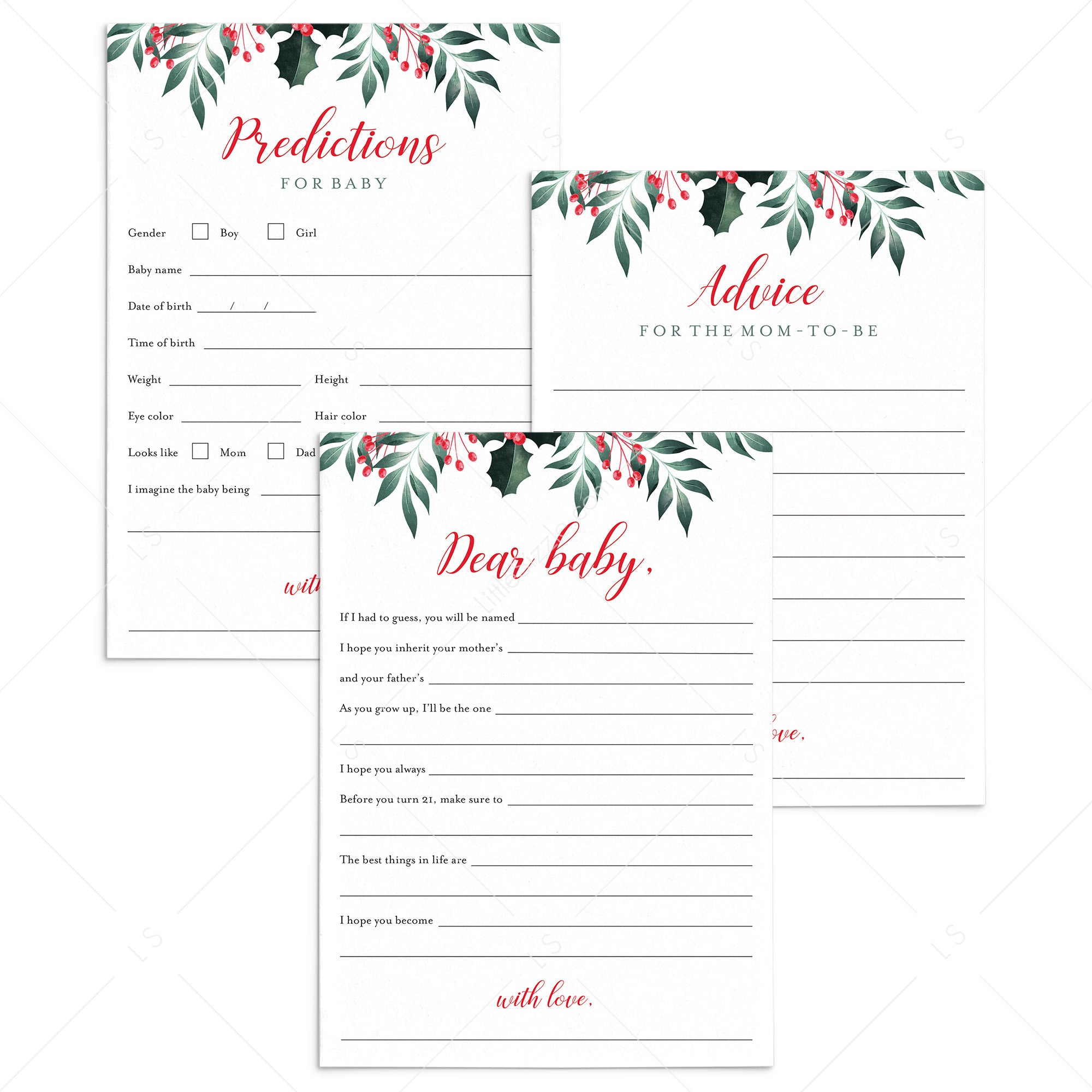 Christmas Theme Baby Shower Games Bundle Printable by LittleSizzle
