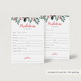 Holiday Greenery Baby Shower Predictions Card Printable