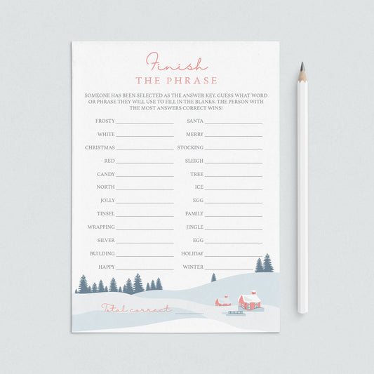 Winter Wonderland Party Game Finish The Phrase by LittleSizzle