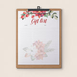 Red and Greenery Holiday Gift List Printable