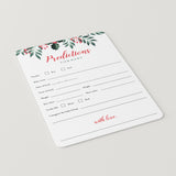 Holiday Greenery Baby Shower Predictions Card Printable