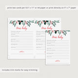 Holiday Theme Baby Shower Wishes Cards Printable