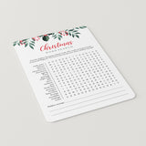 Greenery Christmas Word Search Game Printable