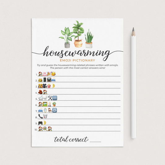 Housewarming Emoji Pictionary with Answers Printable by LittleSizzle
